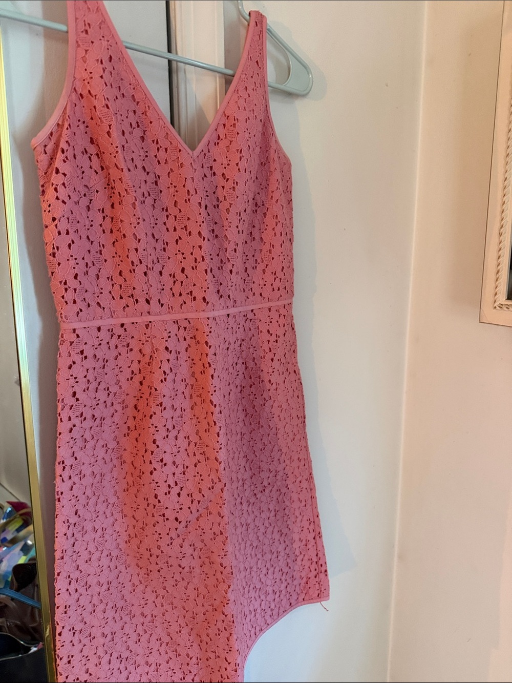 Ann Taylor Pink Lace Midi Dress